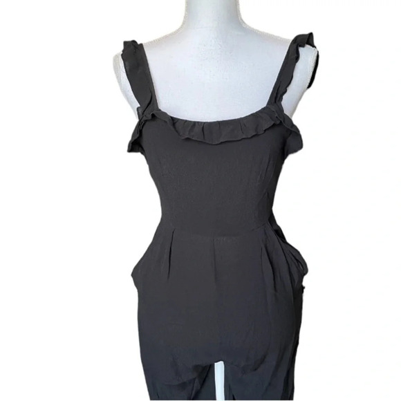Revolve Jumpsuit Women’s XS Black Superdown Victoria Ruffle Wide Leg Classy - Picture 6 of 12